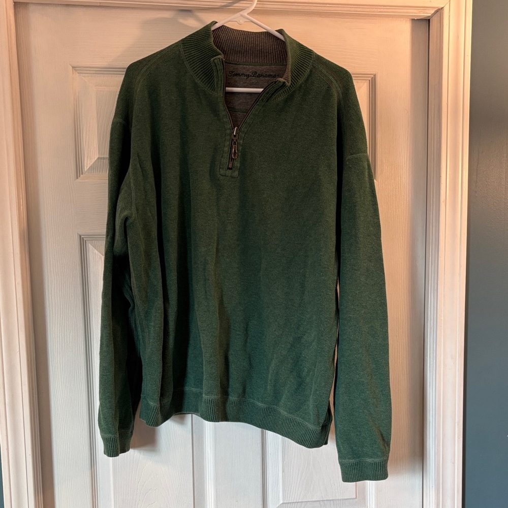 Tommy Bahama Green Zip-Up Sweater